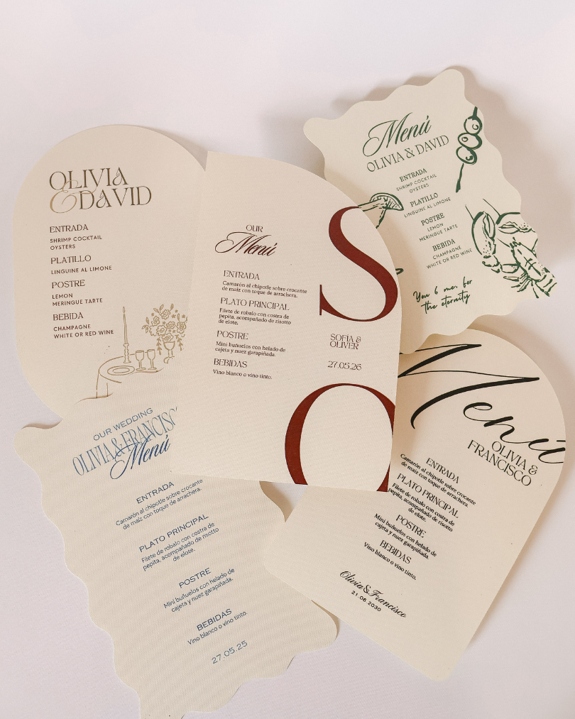 Menús para Boda en Papel Texturizado