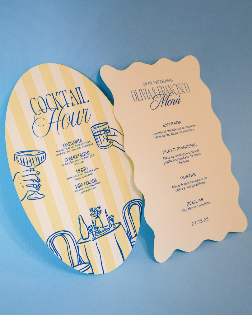 Menús para Boda en Papel Texturizado