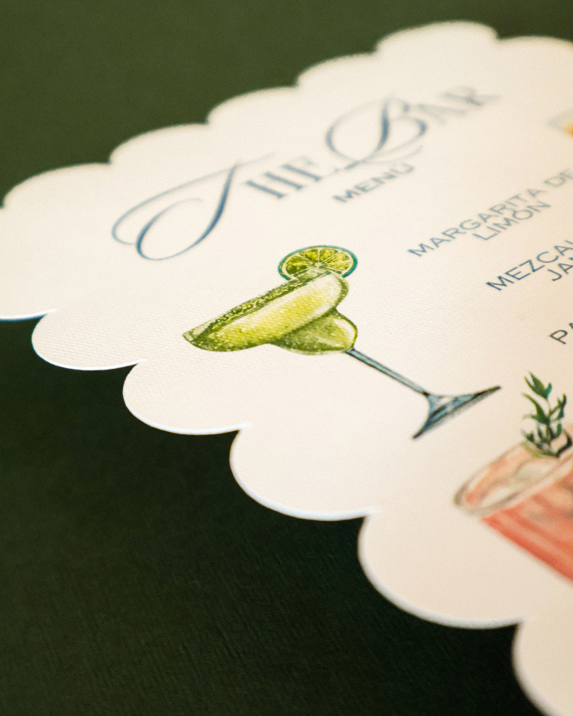 Menús para Boda en Papel Texturizado